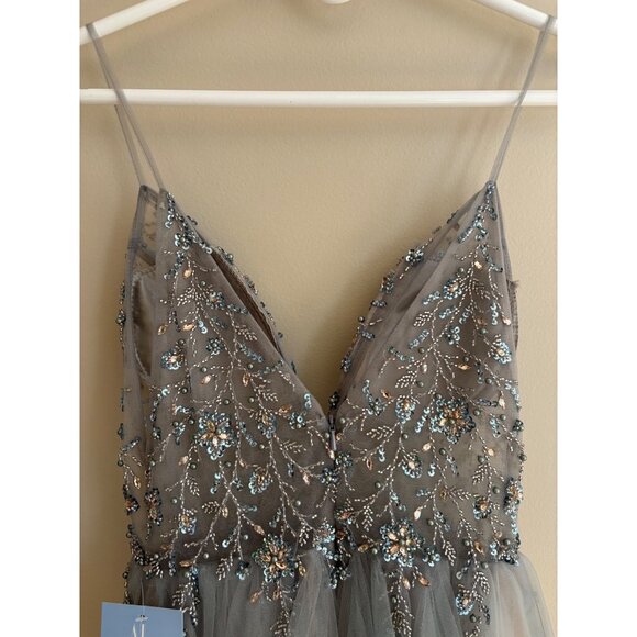 Andrea & Leo Couture A0672 NWT Smoky Blue Embellished Tulle Prom Ball Gown Sz 4 - Picture 9 of 16